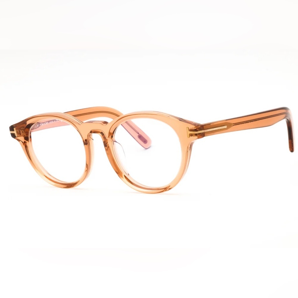 Tom Ford Eyeglasses FT5931-D-B 045 Shiny Light Brown/Clear Blue Light Block 49mm